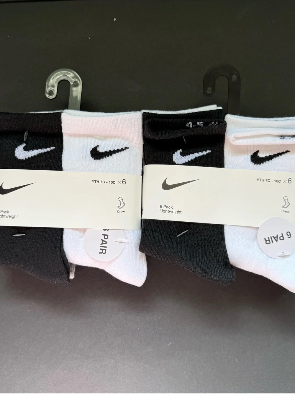 New Nike Toddler Little Kid Crew Socks 2 packs Size: 7c - 10c